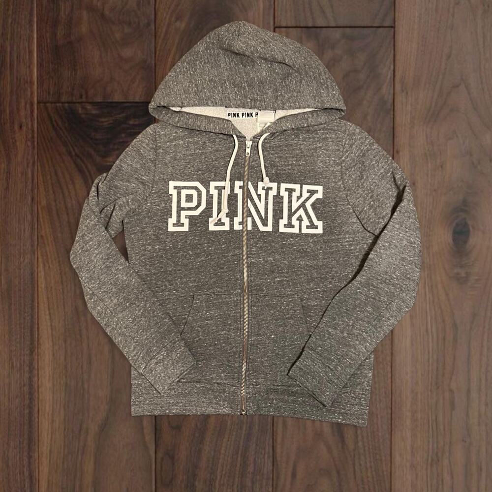 Grey victorias secret pink zip up hoodie